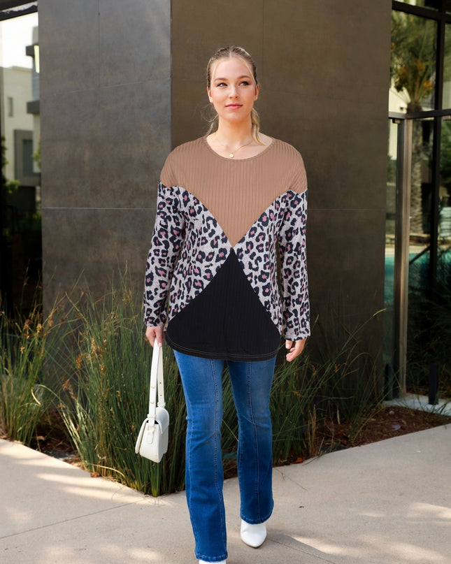 Color Block Ribbed Knit Sweater Dash-4u