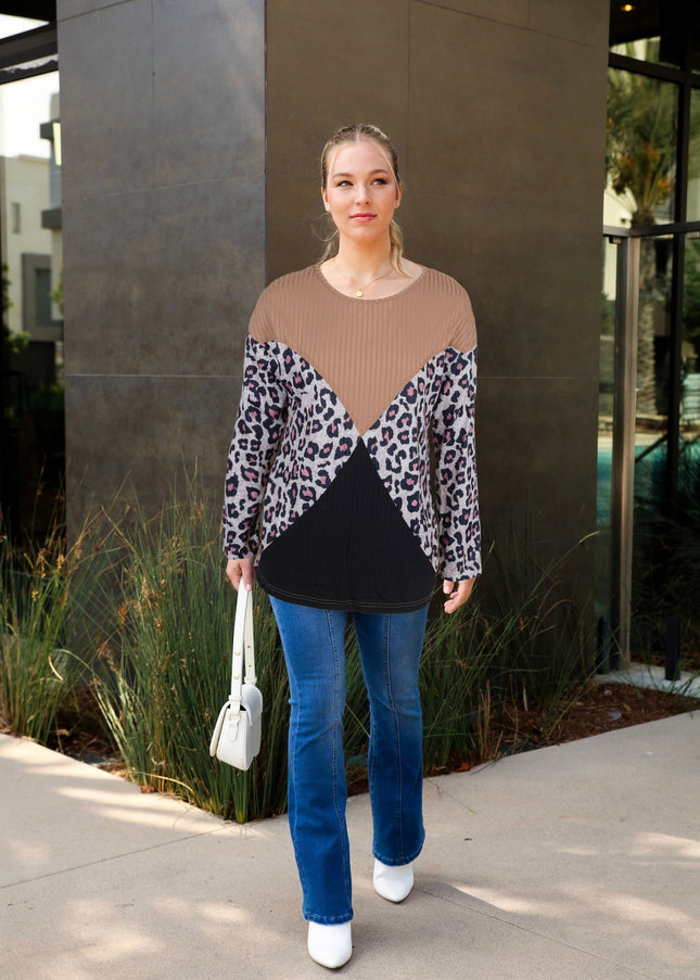 Color Block Ribbed Knit Sweater Dash-4u