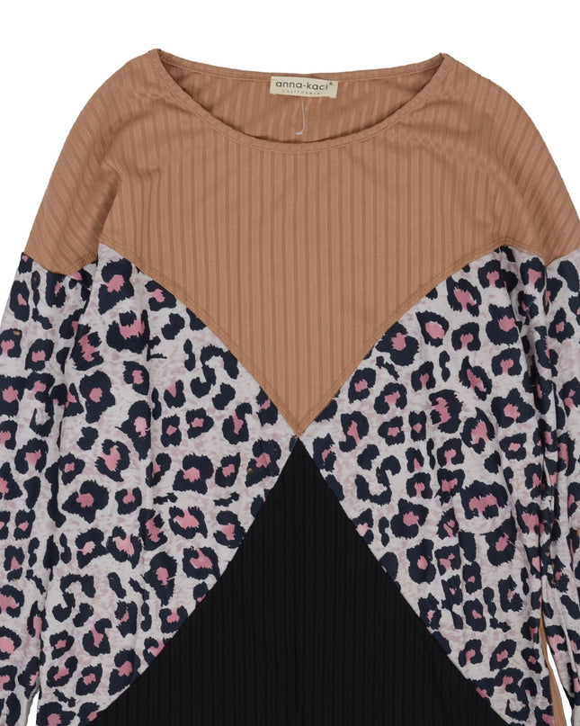 Color Block Ribbed Knit Sweater Dash-4u