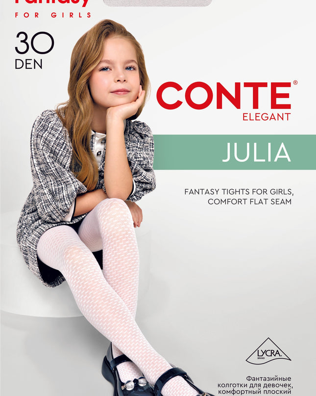 Conte Julia 30 Den - Fantasy Tights for Girls with Lace Geometric Pattern Dash-4u
