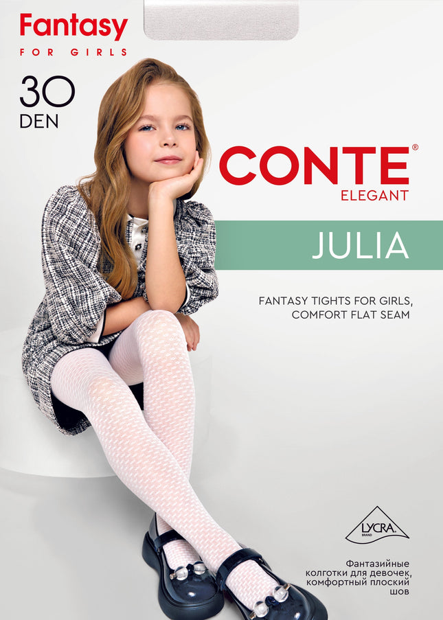 Conte Julia 30 Den - Fantasy Tights for Girls with Lace Geometric Pattern Dash-4u