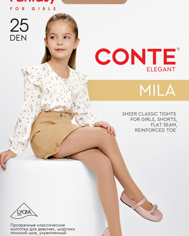 Conte Mila 25 Den - Classic Tights for Girls - 4yr. 6yr. 8yr. 10yr. 12yr. (24S-177SP) Dash-4u