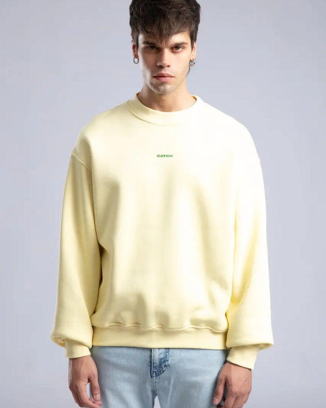 Minimalist Oversized Crewneck Sweatshirt - CATCH Logo Pullover Withinblack