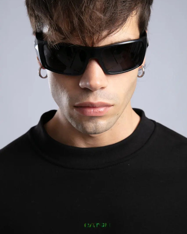 Minimalist Oversized Crewneck Sweatshirt - CATCH Logo Pullover Withinblack