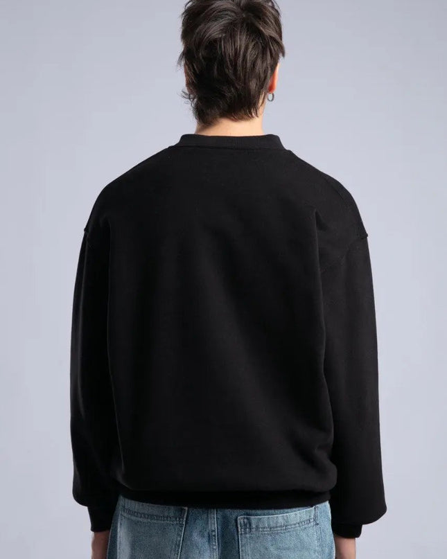 Minimalist Oversized Crewneck Sweatshirt - CATCH Logo Pullover Withinblack