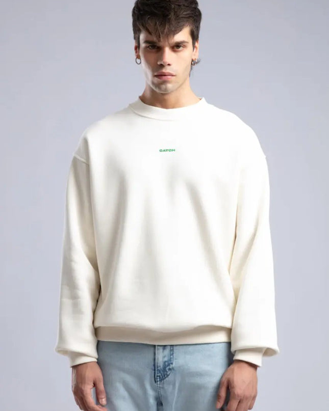 Minimalist Oversized Crewneck Sweatshirt - CATCH Logo Pullover Withinblack