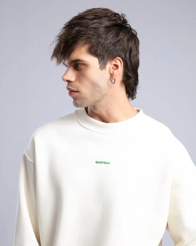 Minimalist Oversized Crewneck Sweatshirt - CATCH Logo Pullover Withinblack