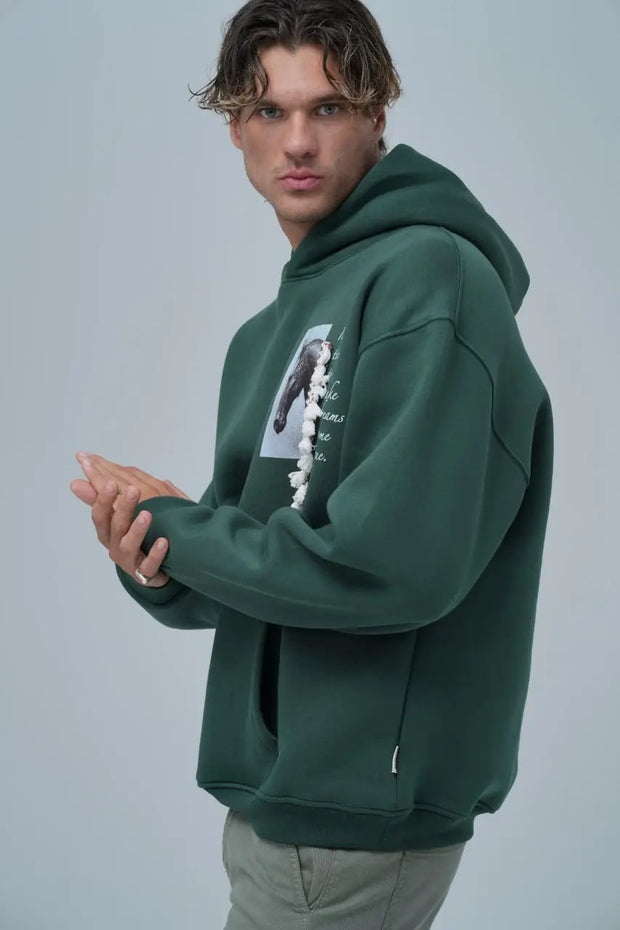 Mixed-Media Horse Graphic Hoodie Withinblack