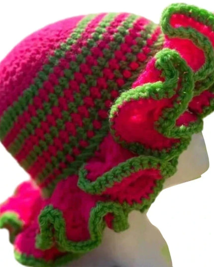 Ruffled Handmade Knit Bucket Hat Dash-4u
