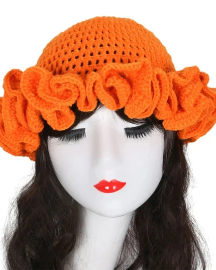 Ruffled Handmade Knit Bucket Hat Dash-4u