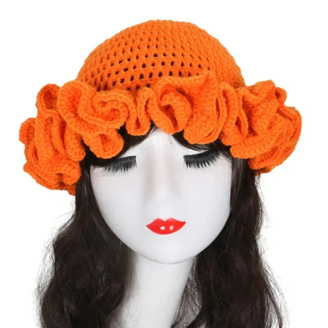 Ruffled Handmade Knit Bucket Hat Dash-4u