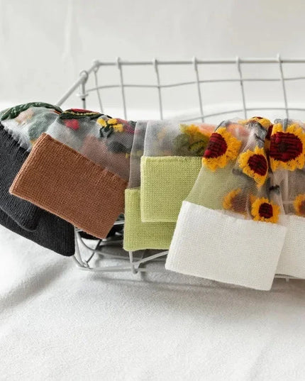 BotaniBabe Sheer Bloom Socks – Embroidered Crystal Silk Socks Dash-4u