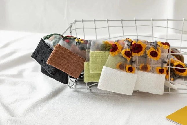 BotaniBabe Sheer Bloom Socks – Embroidered Crystal Silk Socks Dash-4u