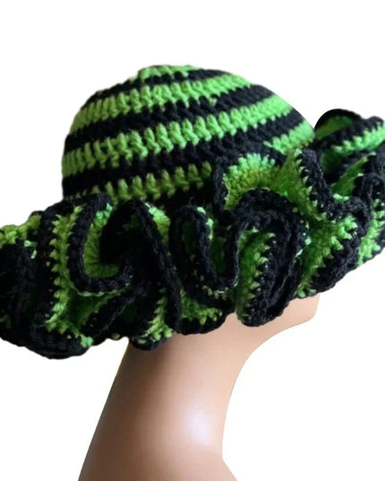 Ruffled Handmade Knit Bucket Hat Dash-4u