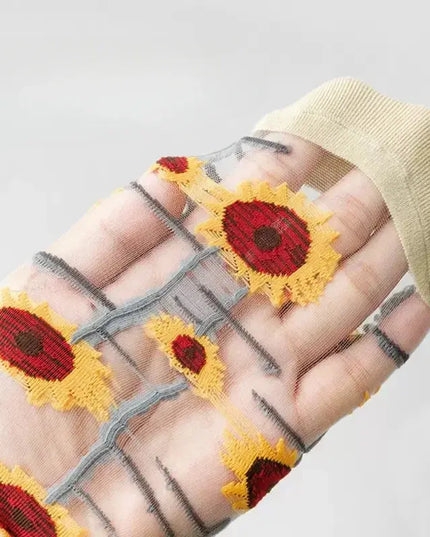 BotaniBabe Sheer Bloom Socks – Embroidered Crystal Silk Socks Dash-4u