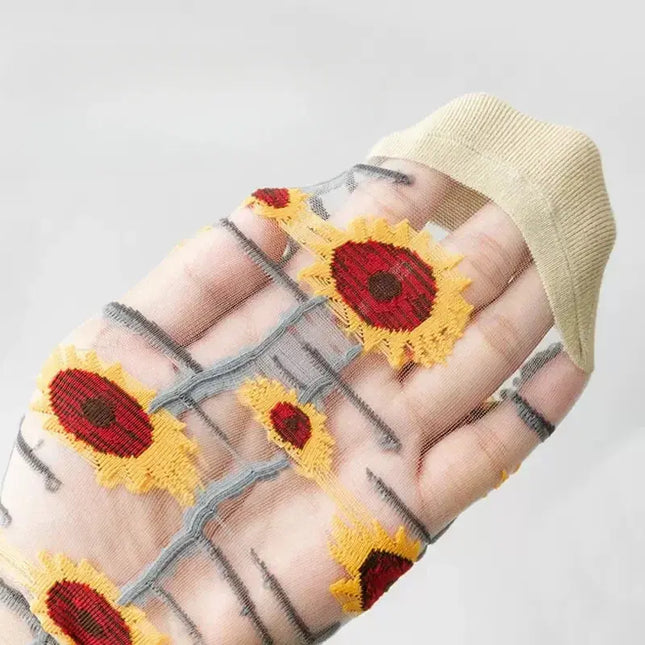 BotaniBabe Sheer Bloom Socks – Embroidered Crystal Silk Socks Dash-4u