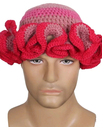 Ruffled Handmade Knit Bucket Hat Dash-4u