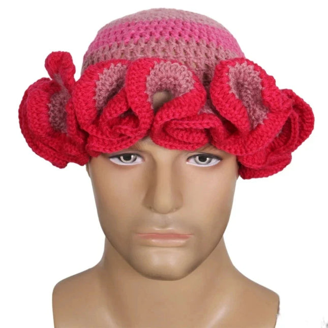 Ruffled Handmade Knit Bucket Hat Dash-4u