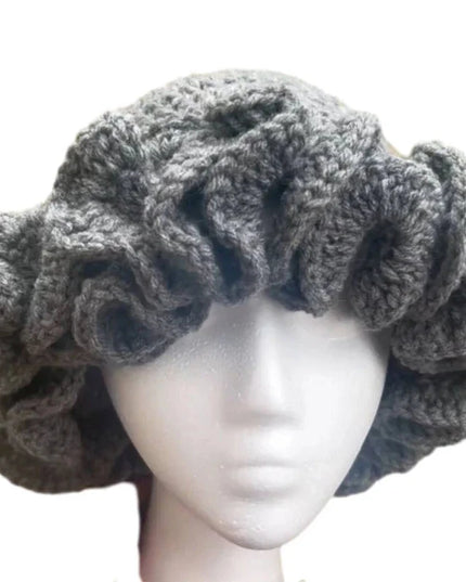 Ruffled Handmade Knit Bucket Hat Dash-4u