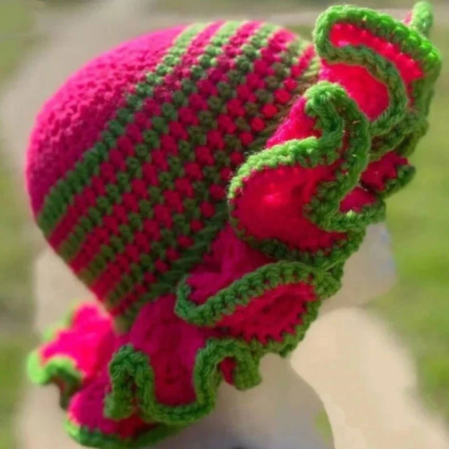Ruffled Handmade Knit Bucket Hat Dash-4u