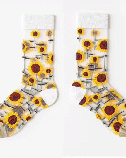 BotaniBabe Sheer Bloom Socks – Embroidered Crystal Silk Socks Dash-4u