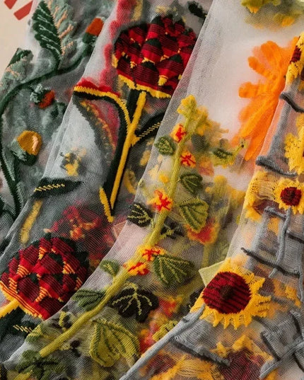 BotaniBabe Sheer Bloom Socks – Embroidered Crystal Silk Socks Dash-4u