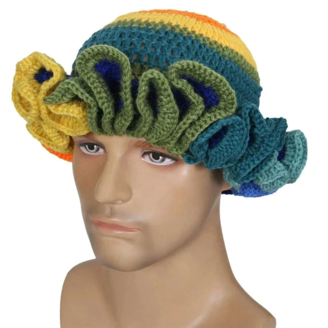 Ruffled Handmade Knit Bucket Hat Dash-4u