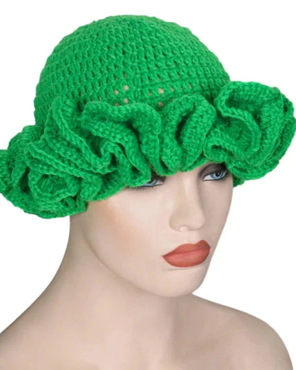 Ruffled Handmade Knit Bucket Hat Dash-4u