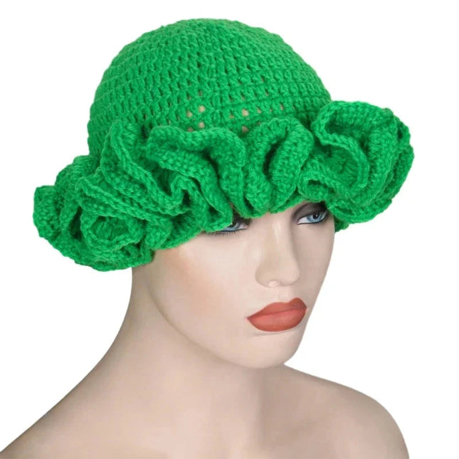 Ruffled Handmade Knit Bucket Hat Dash-4u