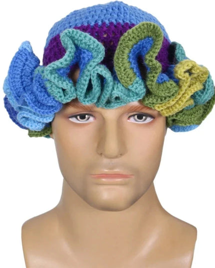 Ruffled Handmade Knit Bucket Hat Dash-4u