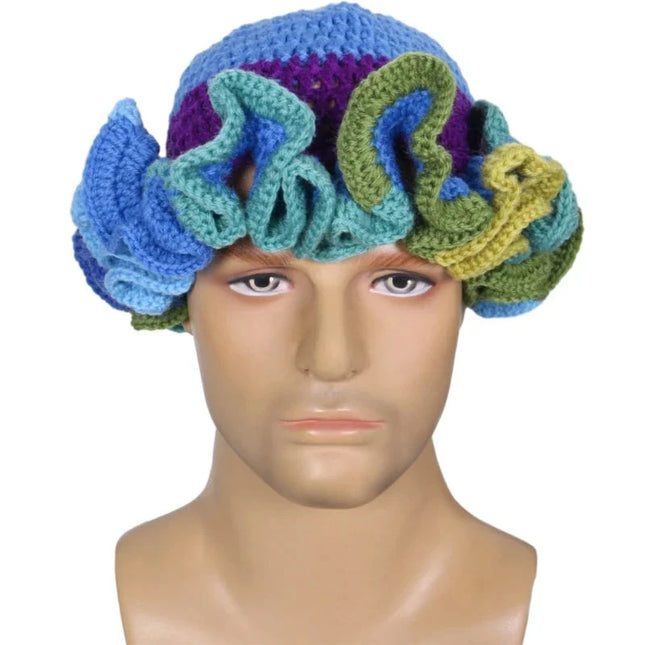 Ruffled Handmade Knit Bucket Hat Dash-4u