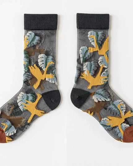BotaniBabe Sheer Bloom Socks – Embroidered Crystal Silk Socks Dash-4u