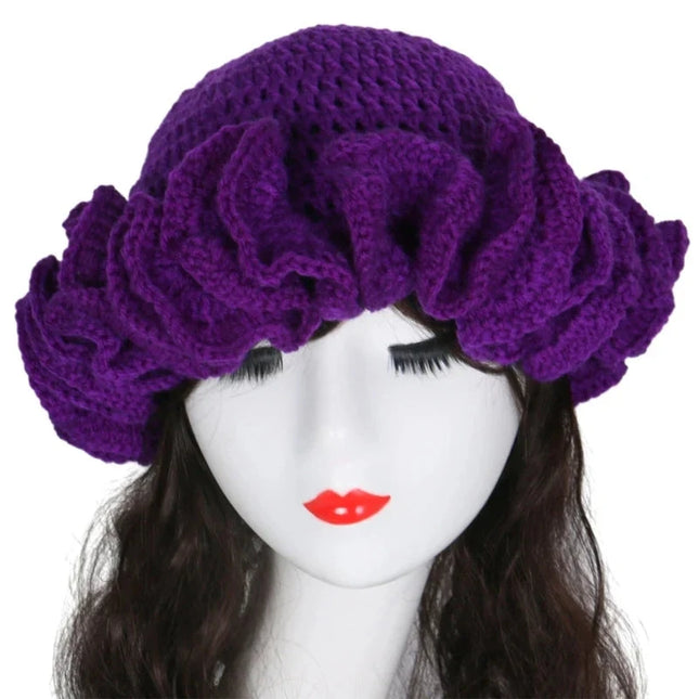 Ruffled Handmade Knit Bucket Hat Dash-4u