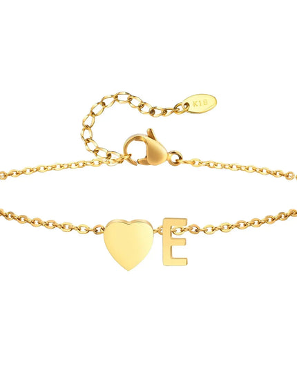 Women Heart Initial Stainless Steel Personalized Anklet Bracelets Dash-4u