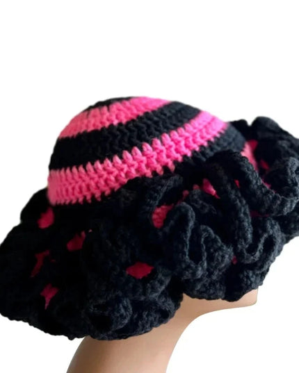 Ruffled Handmade Knit Bucket Hat Dash-4u