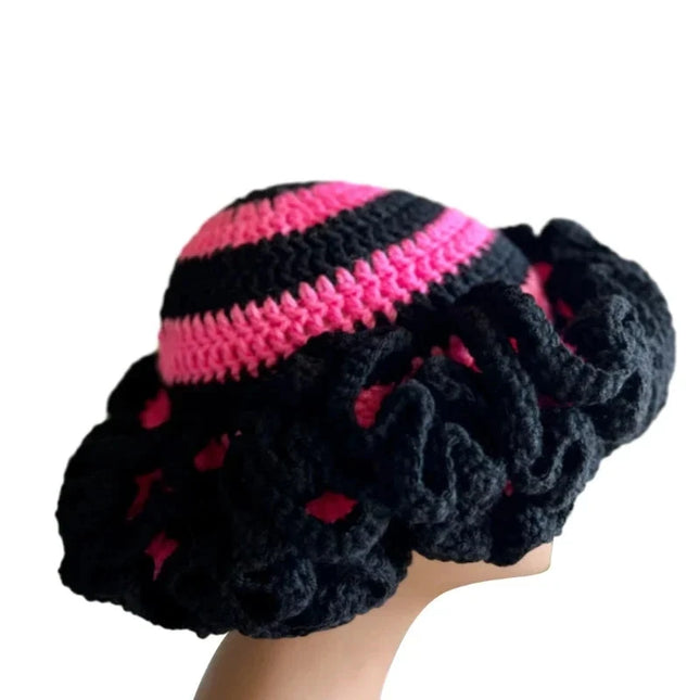 Ruffled Handmade Knit Bucket Hat Dash-4u