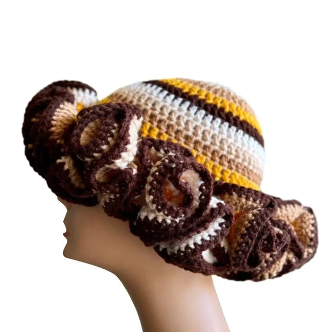 Ruffled Handmade Knit Bucket Hat Dash-4u