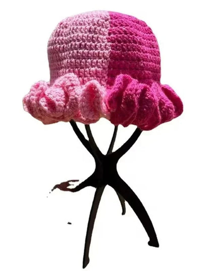 Ruffled Handmade Knit Bucket Hat Dash-4u