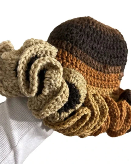 Ruffled Handmade Knit Bucket Hat Dash-4u