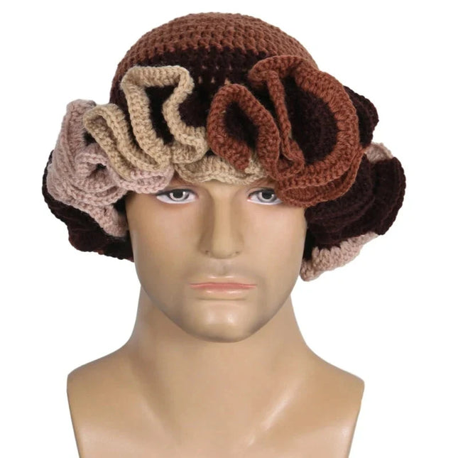 Ruffled Handmade Knit Bucket Hat Dash-4u