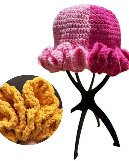 Ruffled Handmade Knit Bucket Hat Dash-4u