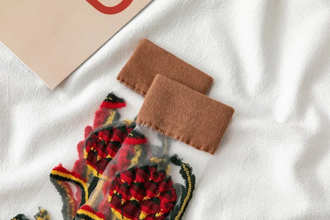 BotaniBabe Sheer Bloom Socks – Embroidered Crystal Silk Socks Dash-4u