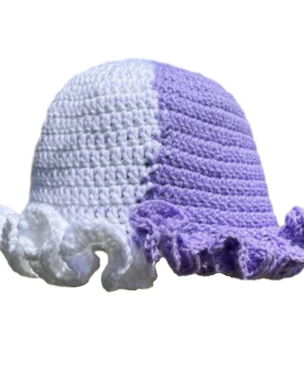 Ruffled Handmade Knit Bucket Hat Dash-4u