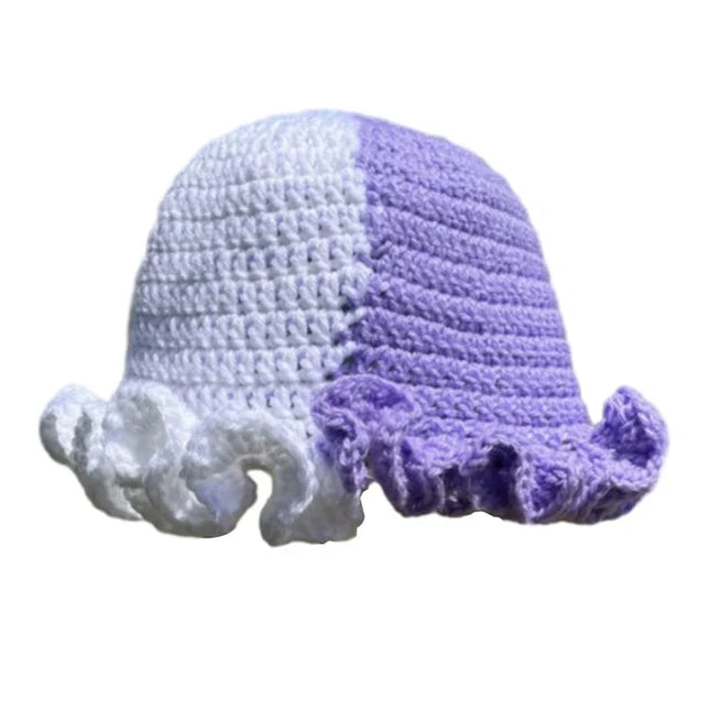 Ruffled Handmade Knit Bucket Hat Dash-4u