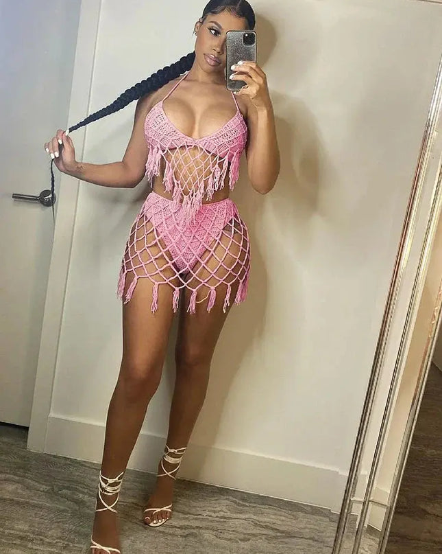 Adogirl Summer Beach  Crochet two piece swimsuit Dash-4u