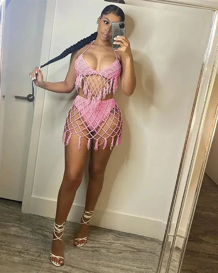 Adogirl Summer Beach  Crochet two piece swimsuit Dash-4u