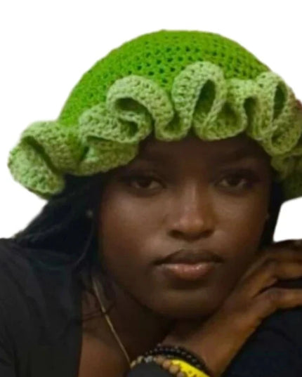 Ruffled Handmade Knit Bucket Hat Dash-4u