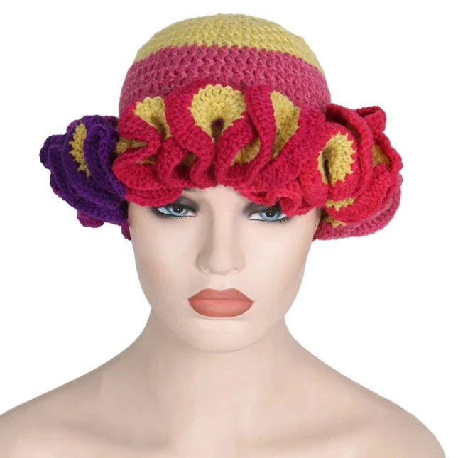Ruffled Handmade Knit Bucket Hat Dash-4u