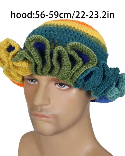 Ruffled Handmade Knit Bucket Hat Dash-4u