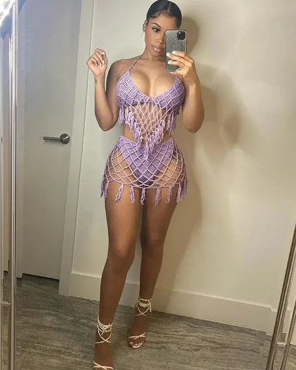 Adogirl Summer Beach  Crochet two piece swimsuit Dash-4u